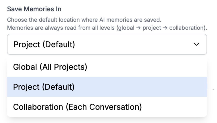 Memory Location Settings